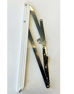 Fönsterbeslag E3 Vit 543 mm vänster med spärr Fönsterbeslag E3 Vit 543 mm vänster med spärr